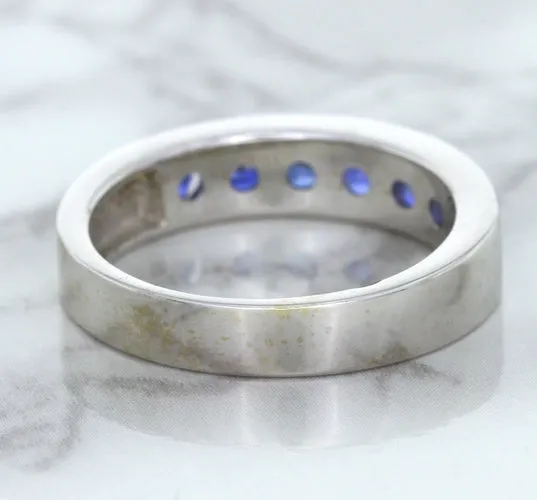 1.22ctw Round Blue Sapphire Ring in 18K White Gold