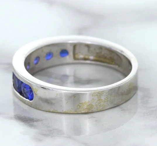 1.22ctw Round Blue Sapphire Ring in 18K White Gold