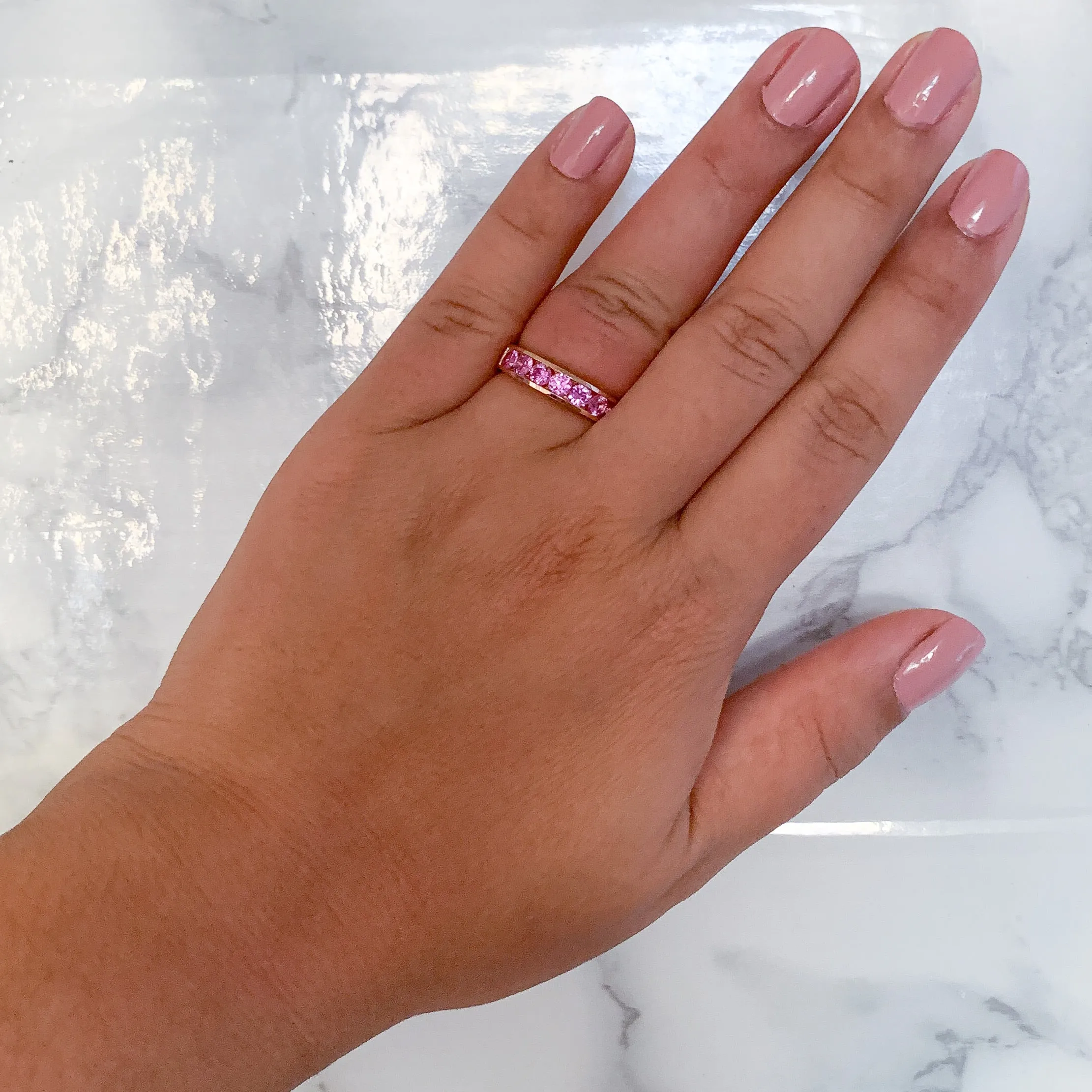 1.23ctw Round Pink Sapphire Ring in 18K Rose Gold