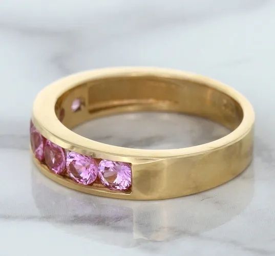 1.23ctw Round Pink Sapphire Ring in 18K Rose Gold