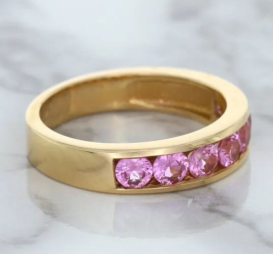 1.23ctw Round Pink Sapphire Ring in 18K Rose Gold