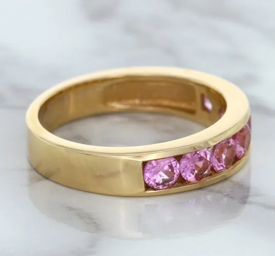 1.23ctw Round Pink Sapphire Ring in 18K Rose Gold