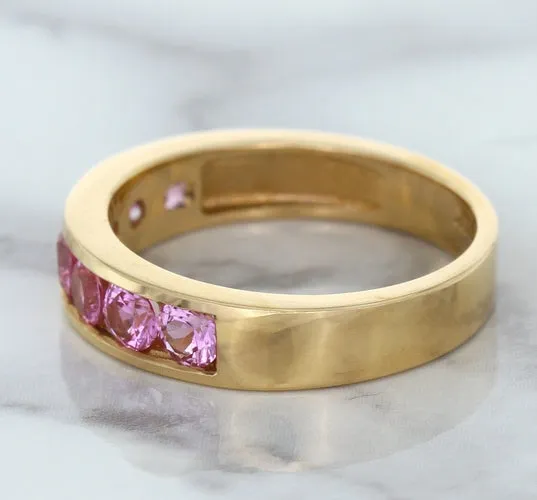 1.23ctw Round Pink Sapphire Ring in 18K Rose Gold