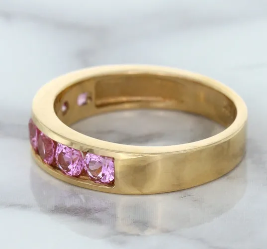 1.23ctw Round Pink Sapphire Ring in 18K Rose Gold