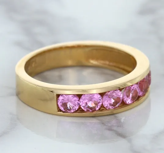 1.23ctw Round Pink Sapphire Ring in 18K Rose Gold