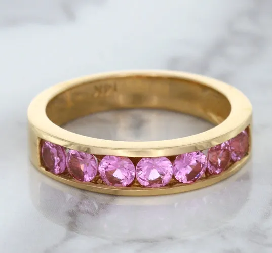 1.23ctw Round Pink Sapphire Ring in 18K Rose Gold