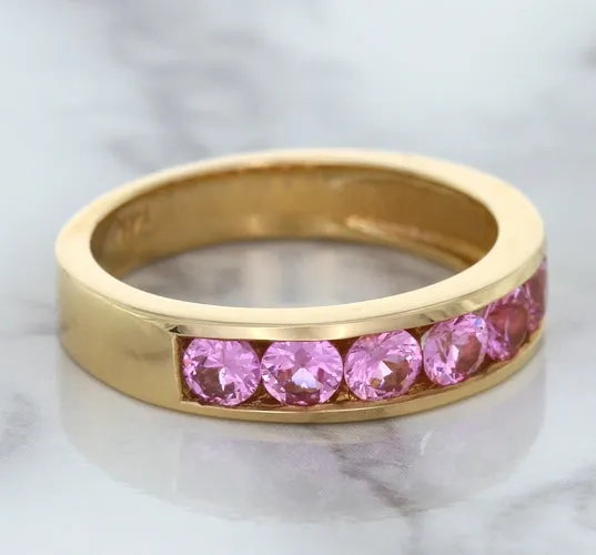 1.23ctw Round Pink Sapphire Ring in 18K Rose Gold