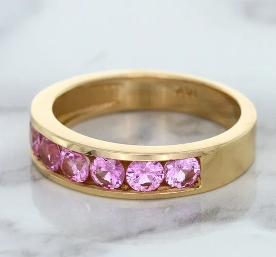1.23ctw Round Pink Sapphire Ring in 18K Rose Gold