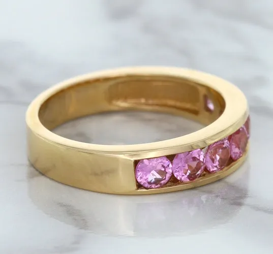 1.23ctw Round Pink Sapphire Ring in 18K Rose Gold