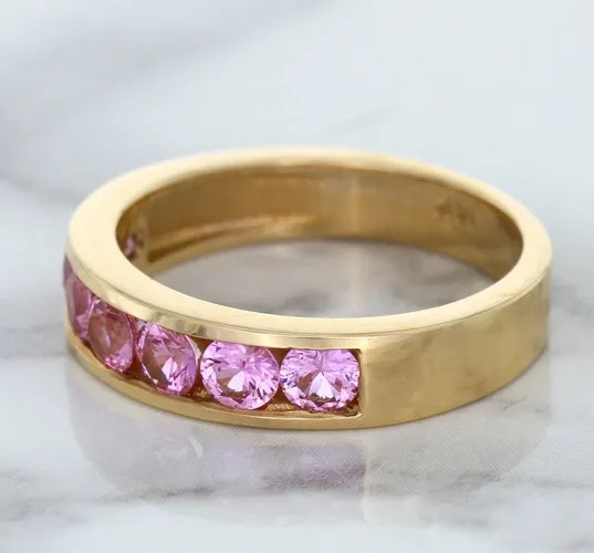 1.23ctw Round Pink Sapphire Ring in 18K Rose Gold
