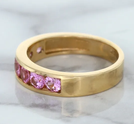 1.23ctw Round Pink Sapphire Ring in 18K Rose Gold