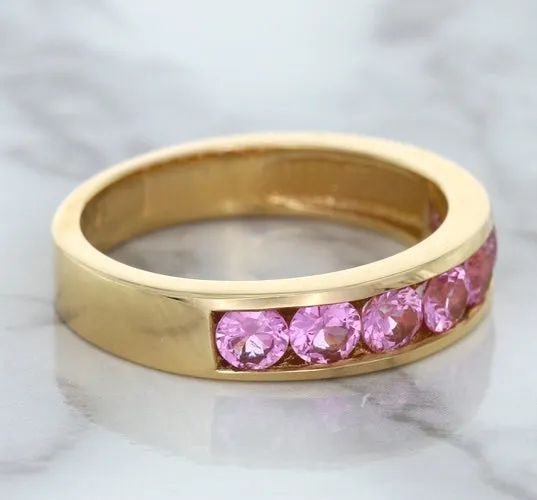 1.23ctw Round Pink Sapphire Ring in 18K Rose Gold