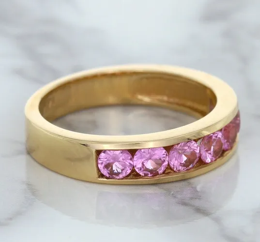 1.23ctw Round Pink Sapphire Ring in 18K Rose Gold