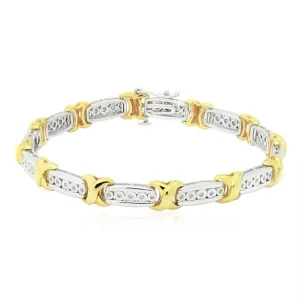 1/30 CTW Natural Diamond 7-inch Tennis Bracelet in Gold Plated Sterling Silver
