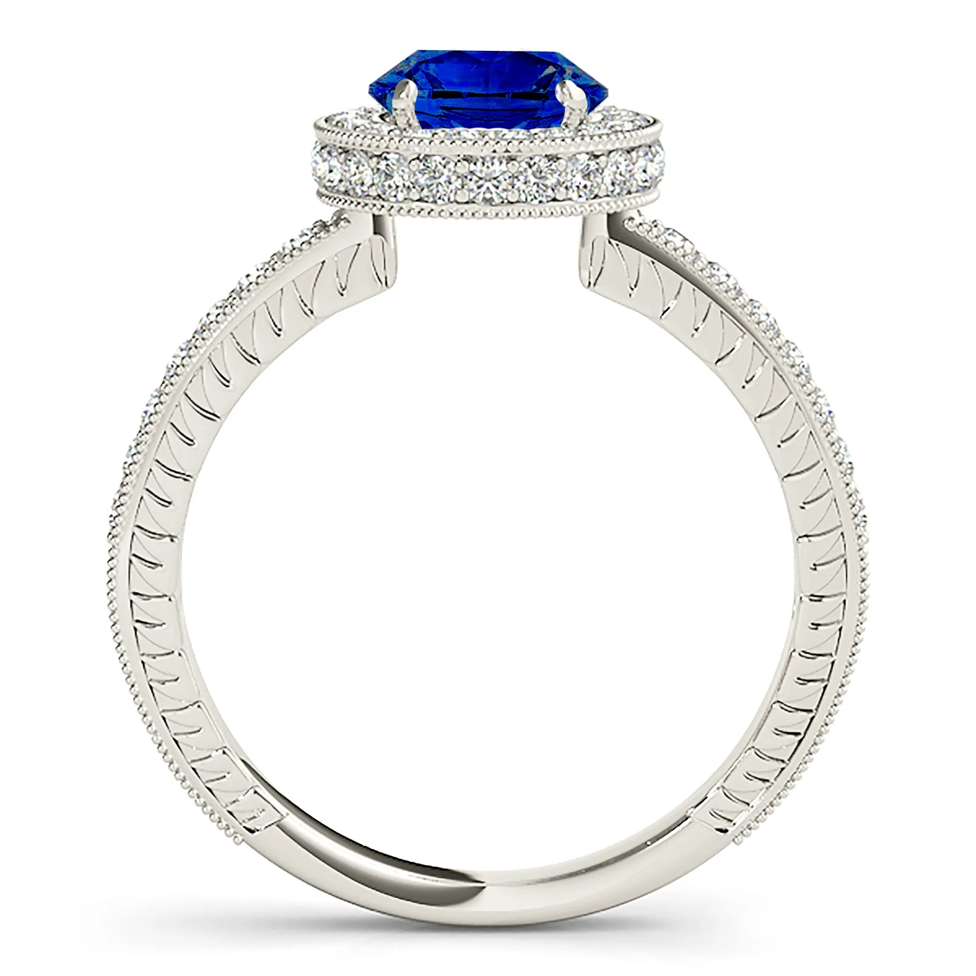 1.35 ct. Genuine Blue Sapphire and Diamond  Gemstone Ring