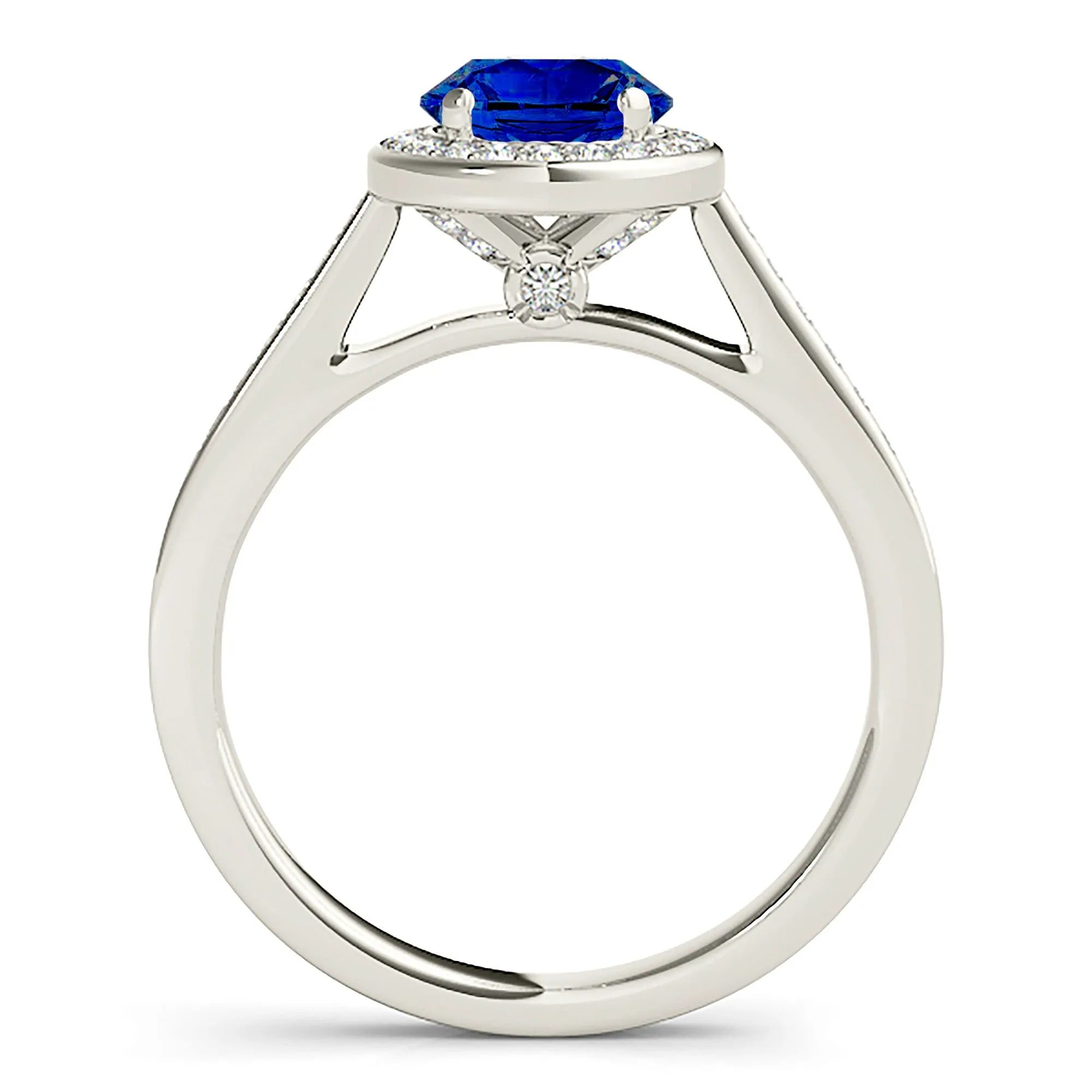 1.35 ct. Genuine Blue Sapphire Classic Halo Ring