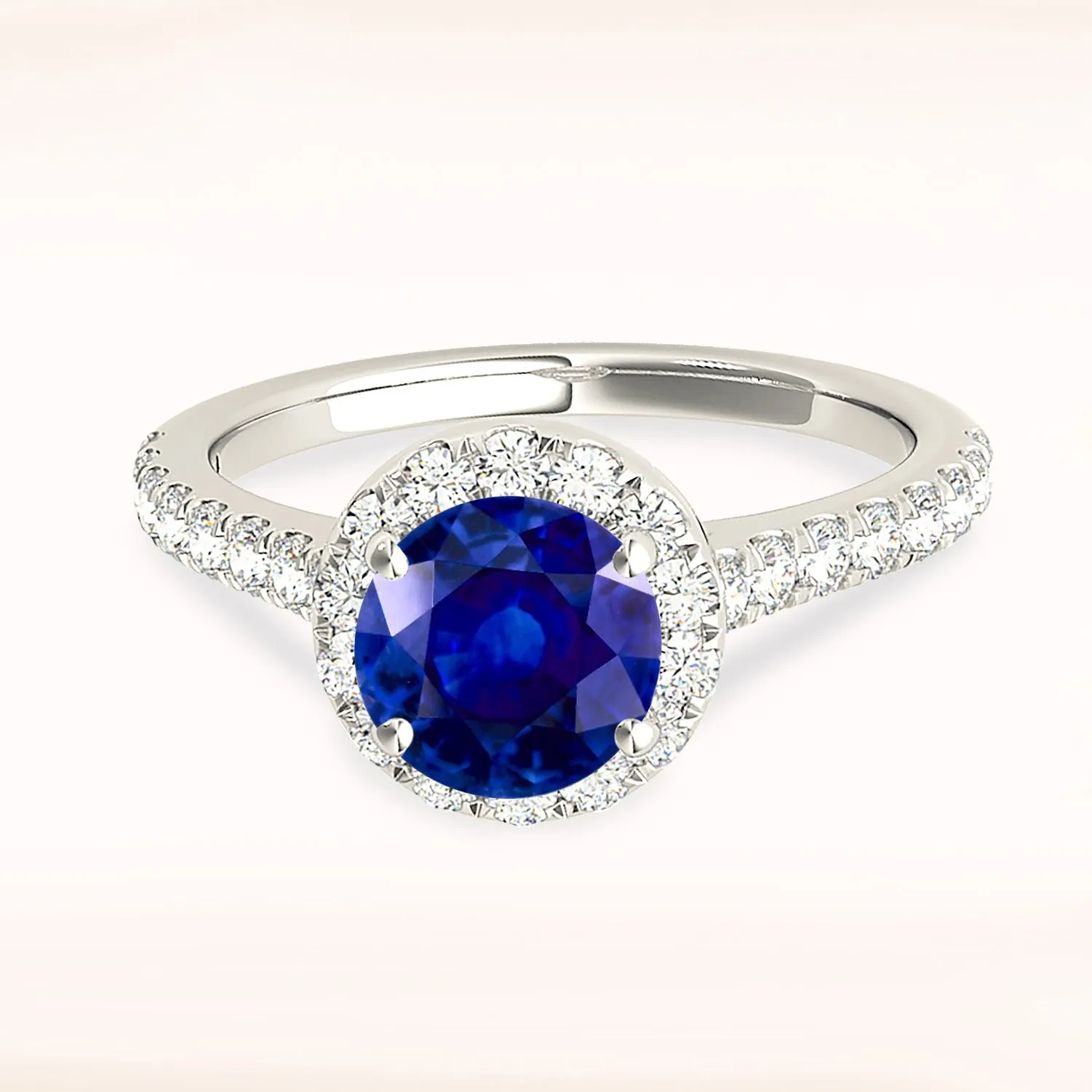 1.35 ct. Genuine Blue Sapphire Halo Ring