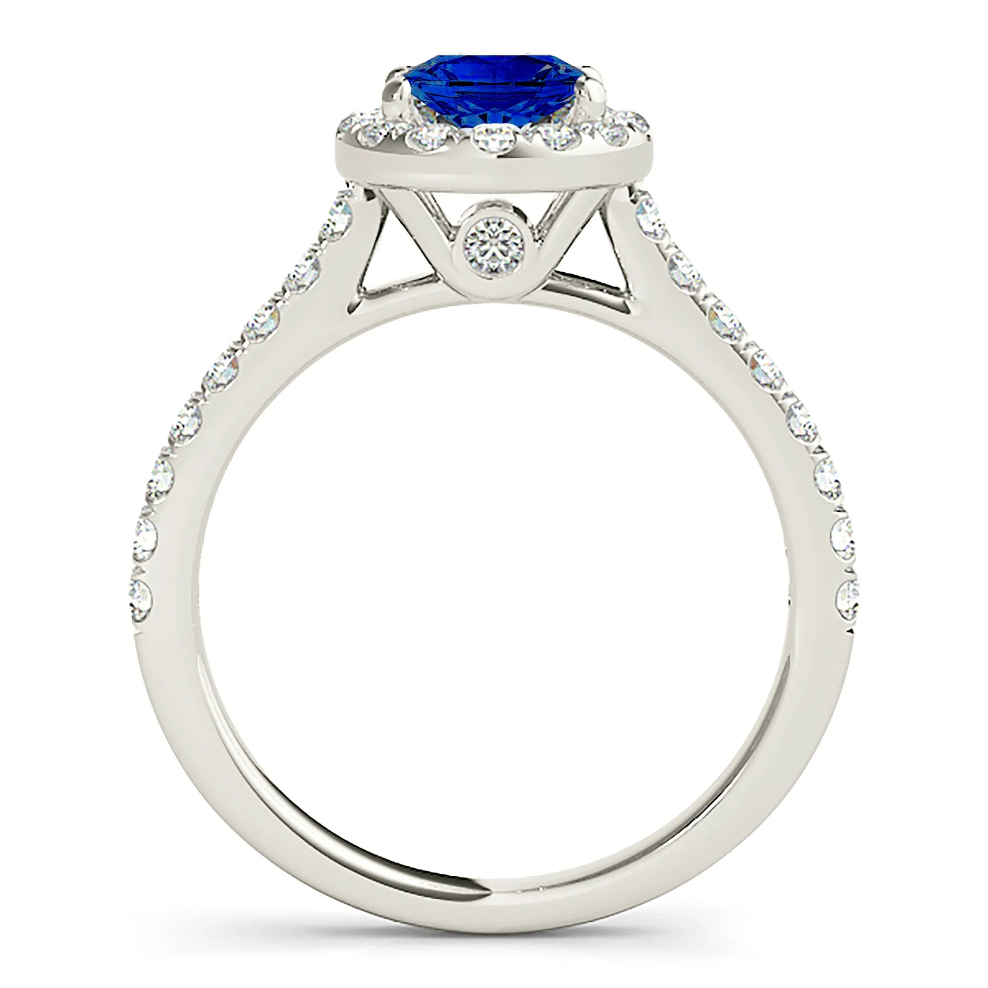 1.35 ct. Genuine Blue Sapphire Halo Ring