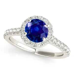 1.35 ct. Genuine Blue Sapphire Halo Ring