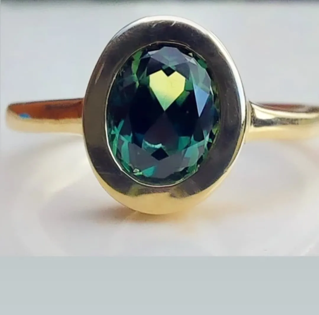 1.36ct Australian Parti Sapphire 9ct Yellow Gold Ring