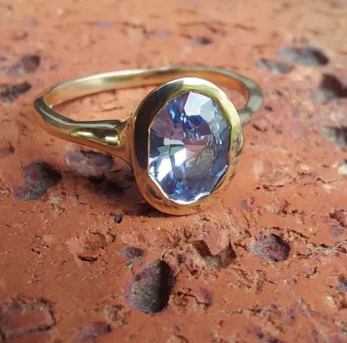 1.3ct Fancy Oval Cut Lavender Sapphire 9ct Yellow Gold Ring