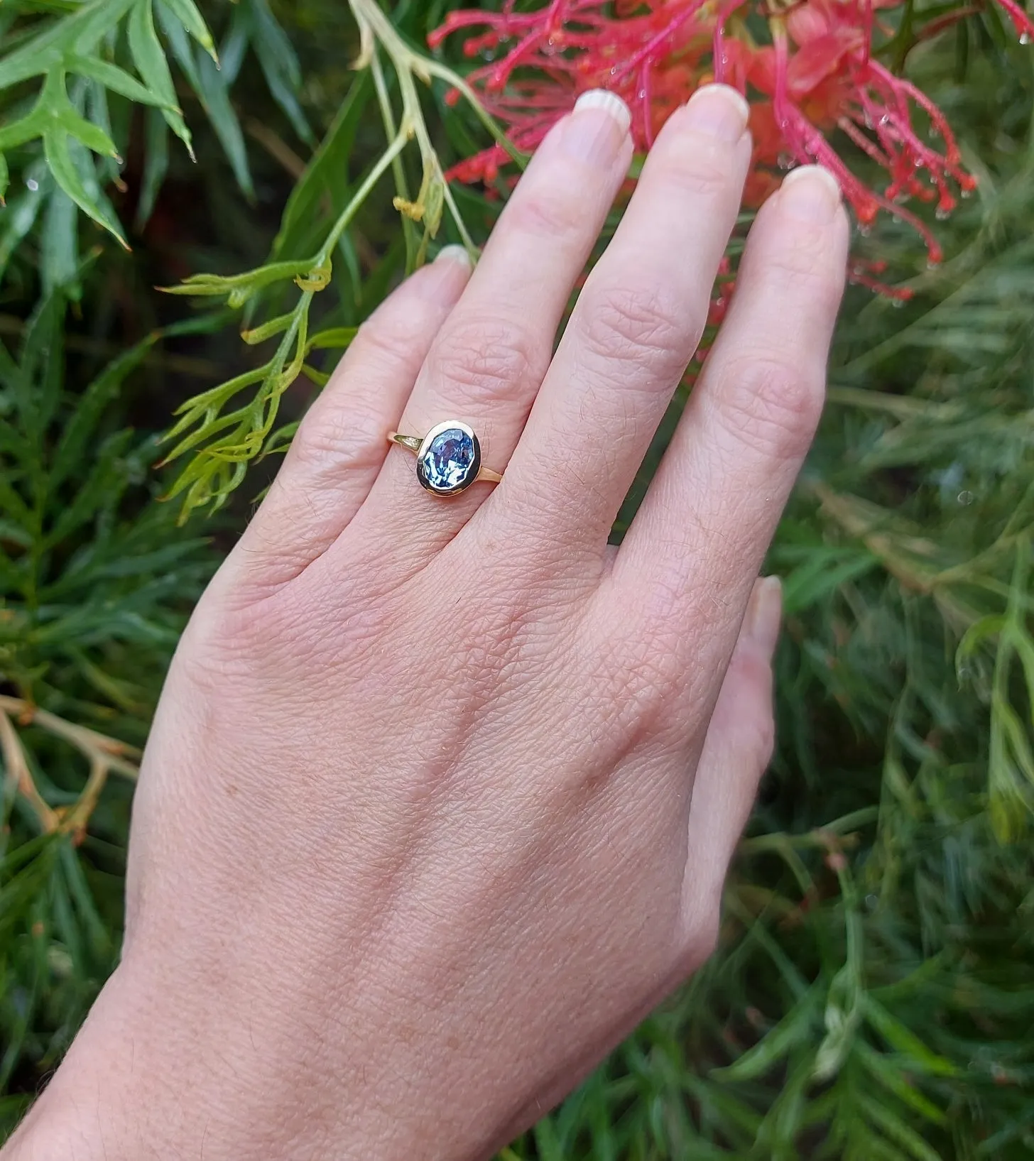 1.3ct Fancy Oval Cut Lavender Sapphire 9ct Yellow Gold Ring