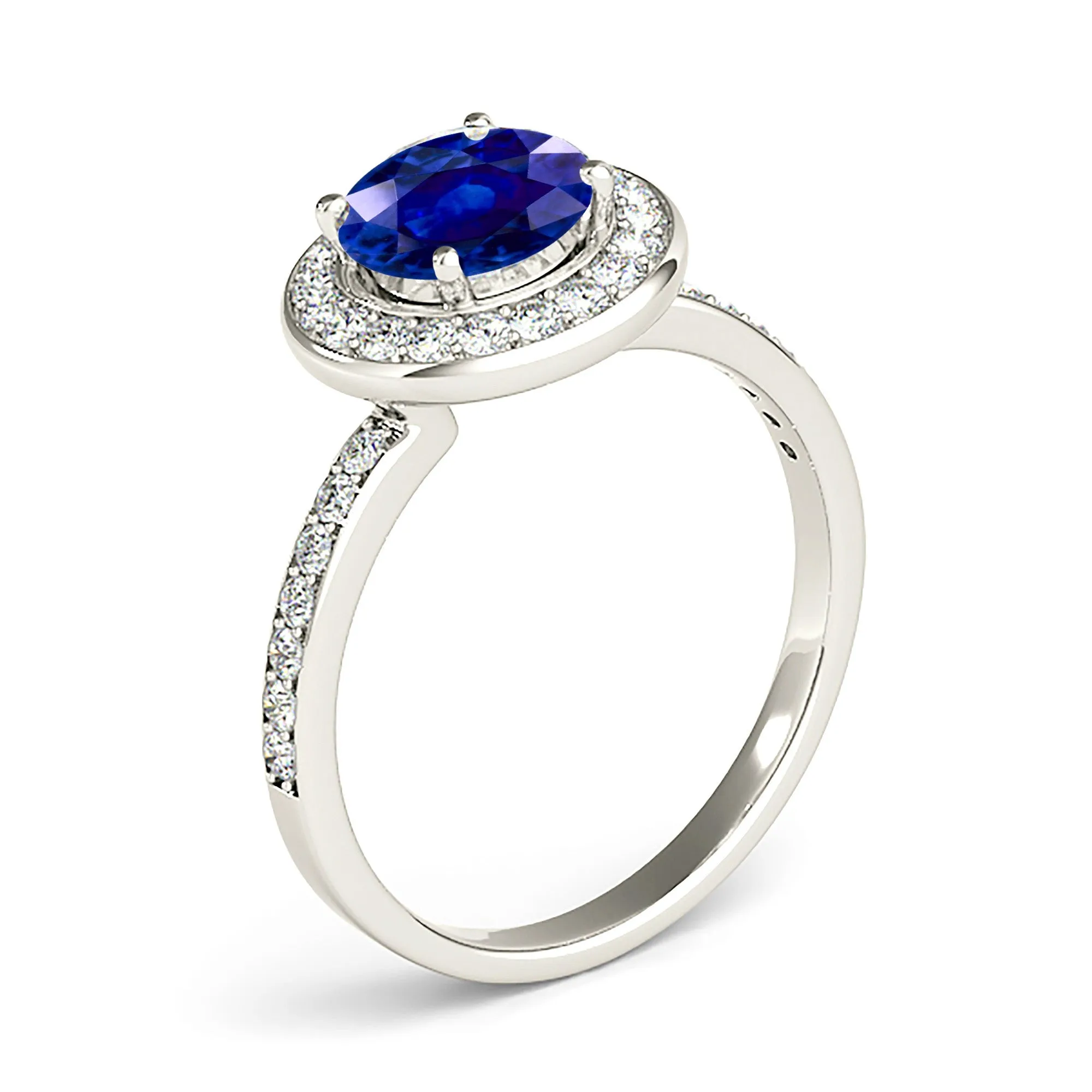 1.45 ct. Genuine Blue Sapphire Halo Ring