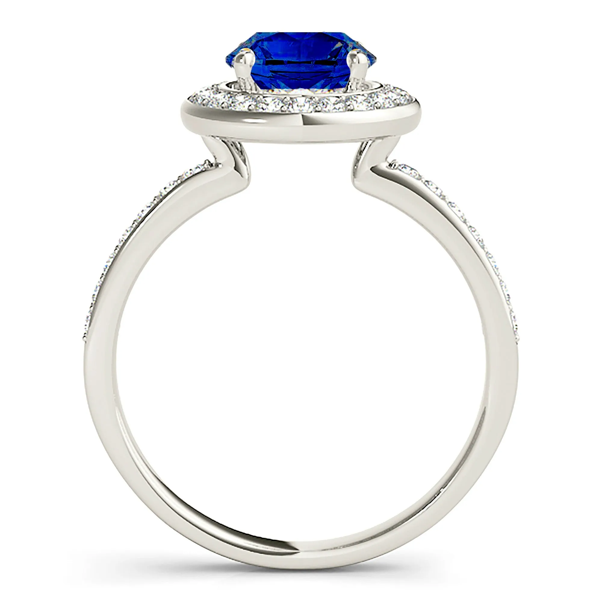 1.45 ct. Genuine Blue Sapphire Halo Ring