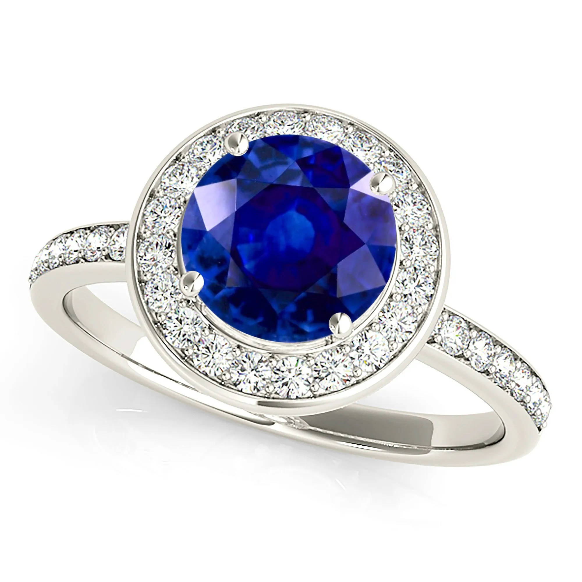1.45 ct. Genuine Blue Sapphire Halo Ring