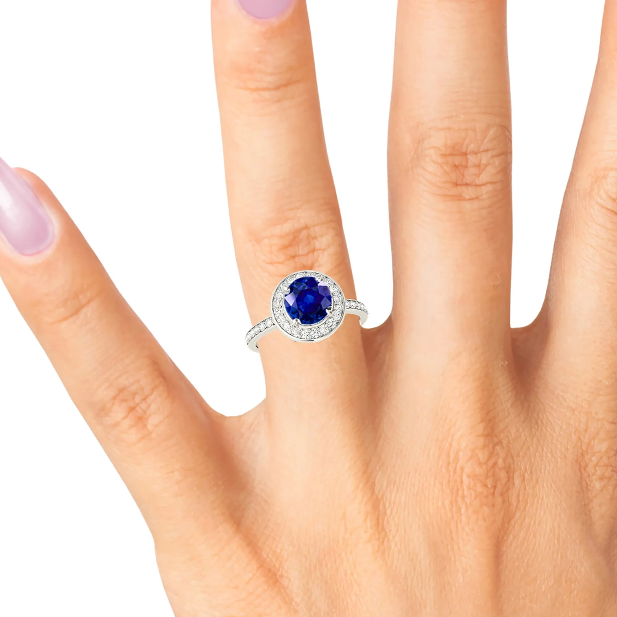 1.45 ct. Genuine Blue Sapphire Halo Ring