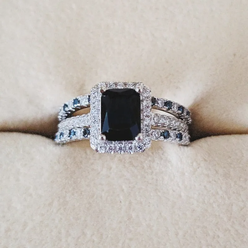 1.45Ct White Sapphire Ring Square Cut Women Wedding Jewelry