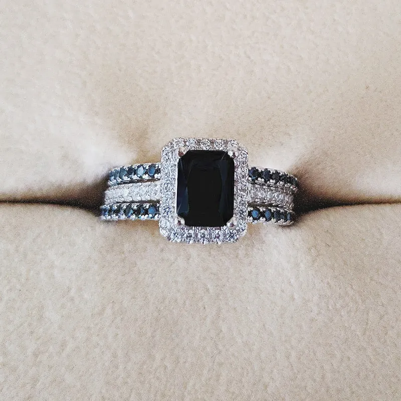 1.45Ct White Sapphire Ring Square Cut Women Wedding Jewelry