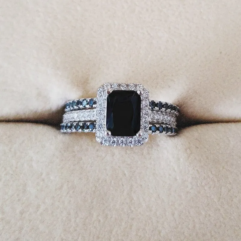 1.45Ct White Sapphire Ring Square Cut Women Wedding Jewelry