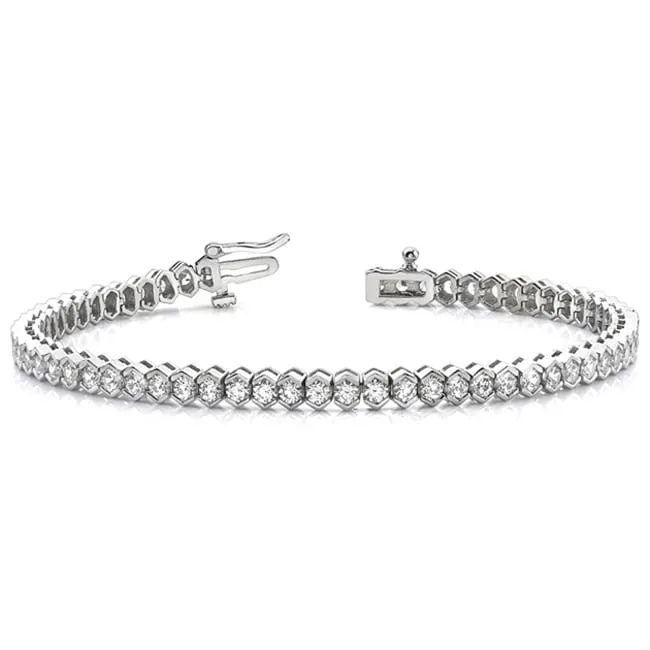 14k Gold Bezel Diamond Tennis Bracelet (2.92.cts.tw)