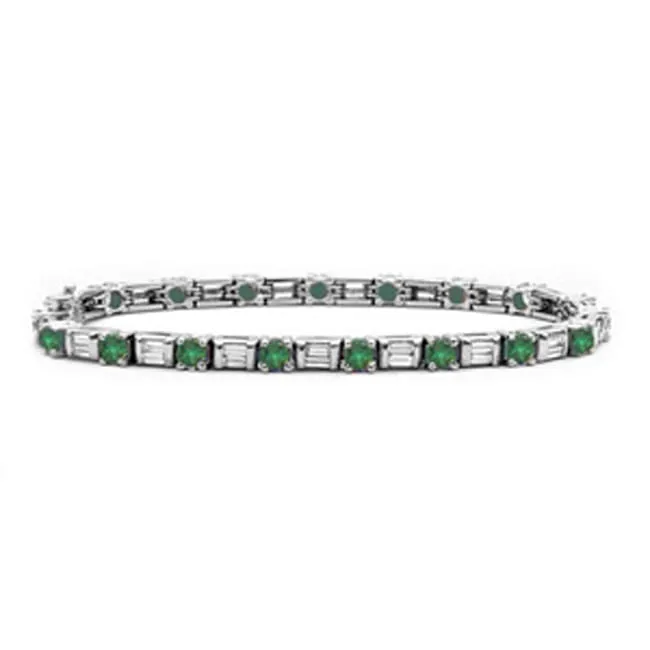 14k Gold Emerald Baguette Diamond Tennis Bracelet (5.50.cts.tw)