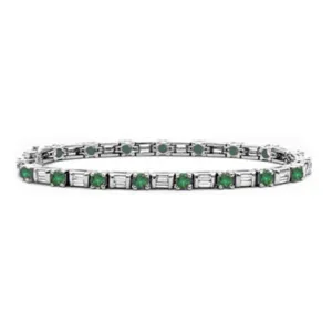 14k Gold Emerald Baguette Diamond Tennis Bracelet (5.50.cts.tw)