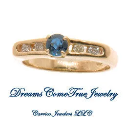 14K Gold Ladies Diamond and Sapphire Ring