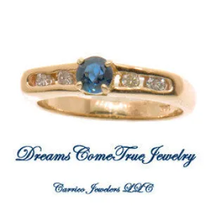 14K Gold Ladies Diamond and Sapphire Ring