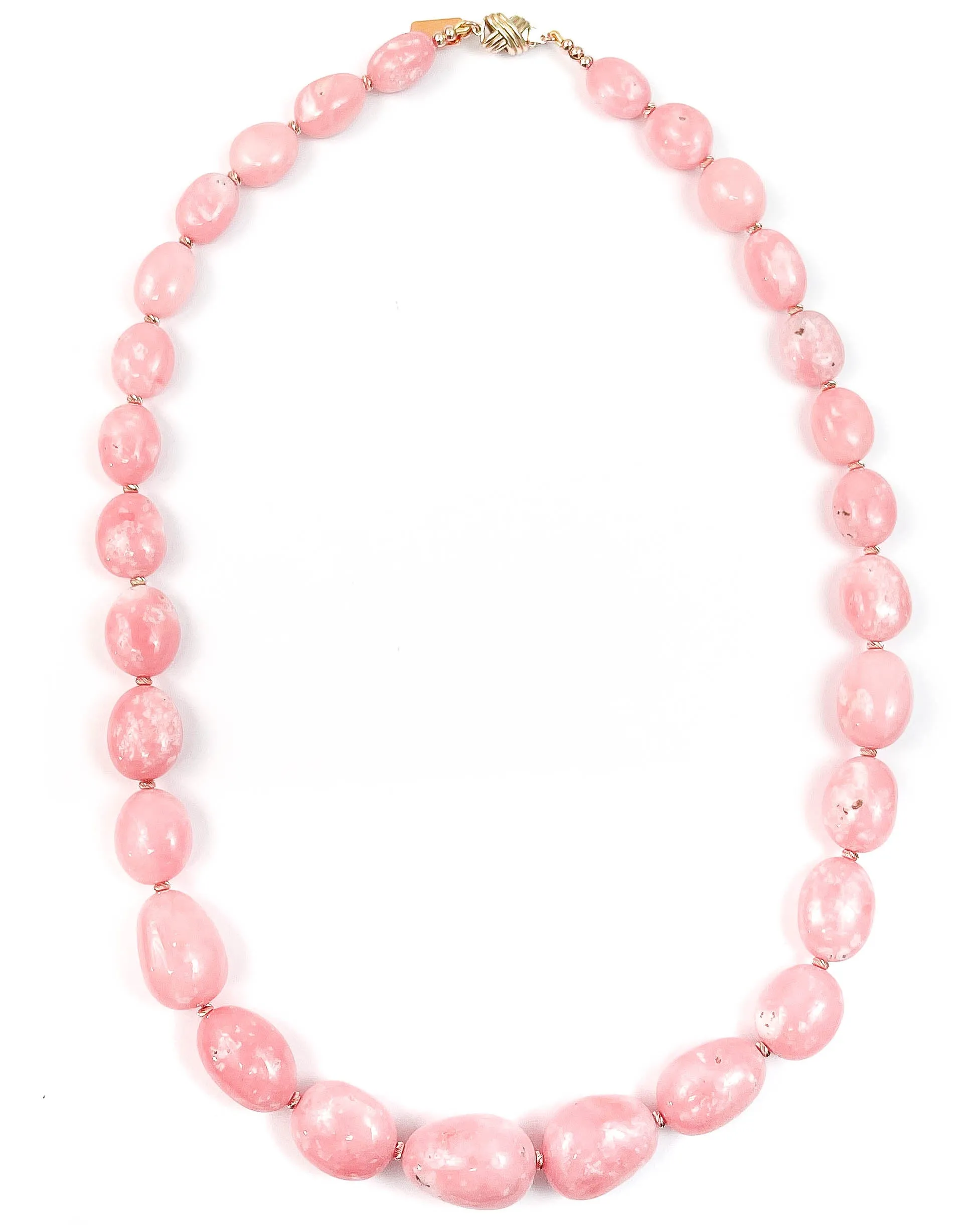 14k Gold Pink Peruvian Opal Nugget Necklace