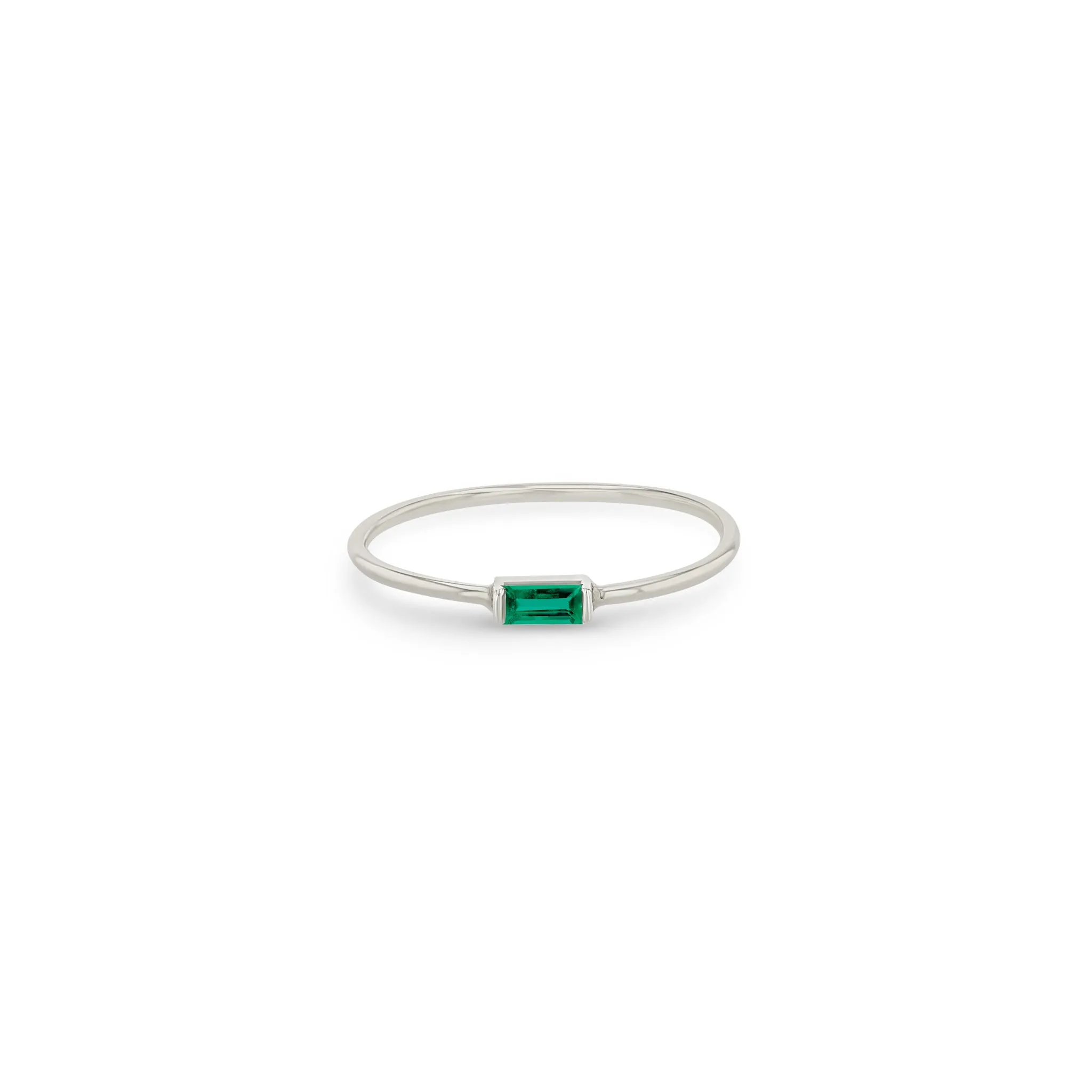 14k Medium Emerald Baguette Ring | May Birthstone