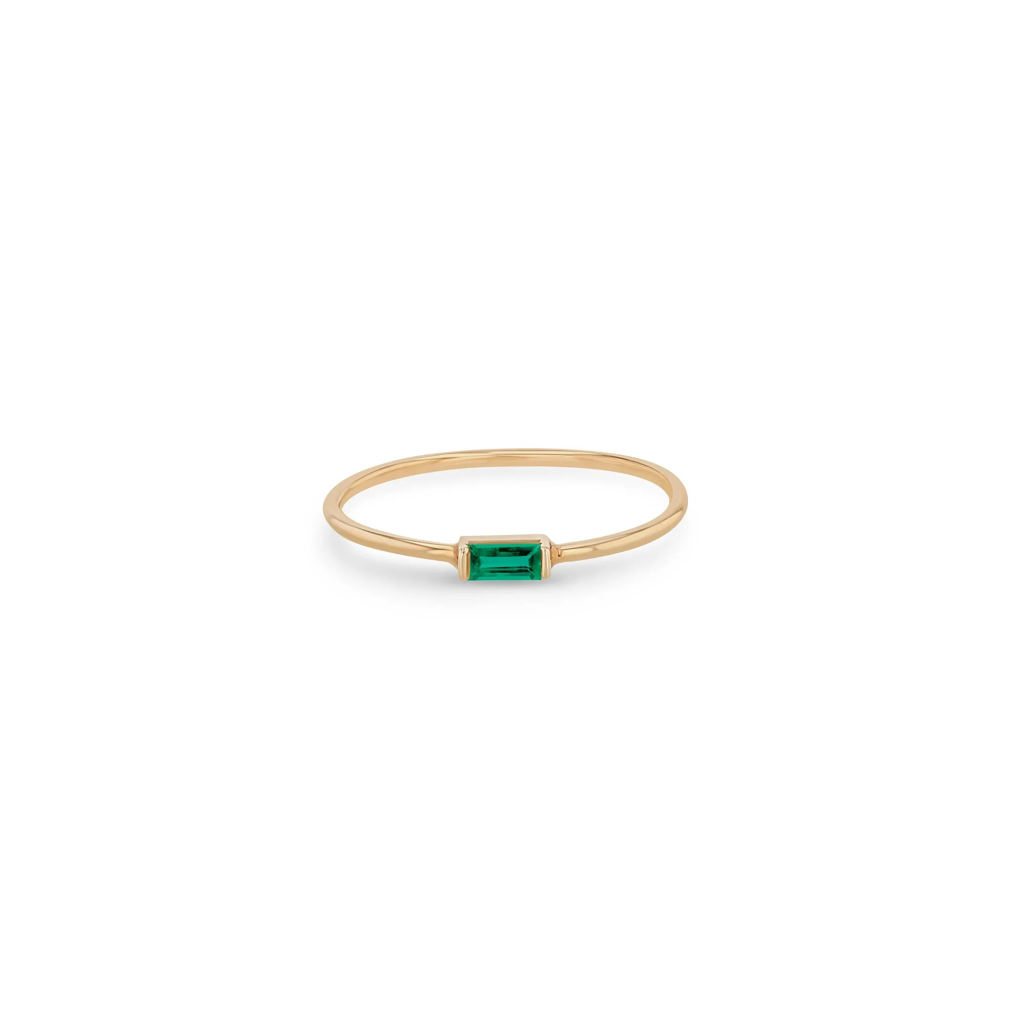 14k Medium Emerald Baguette Ring | May Birthstone