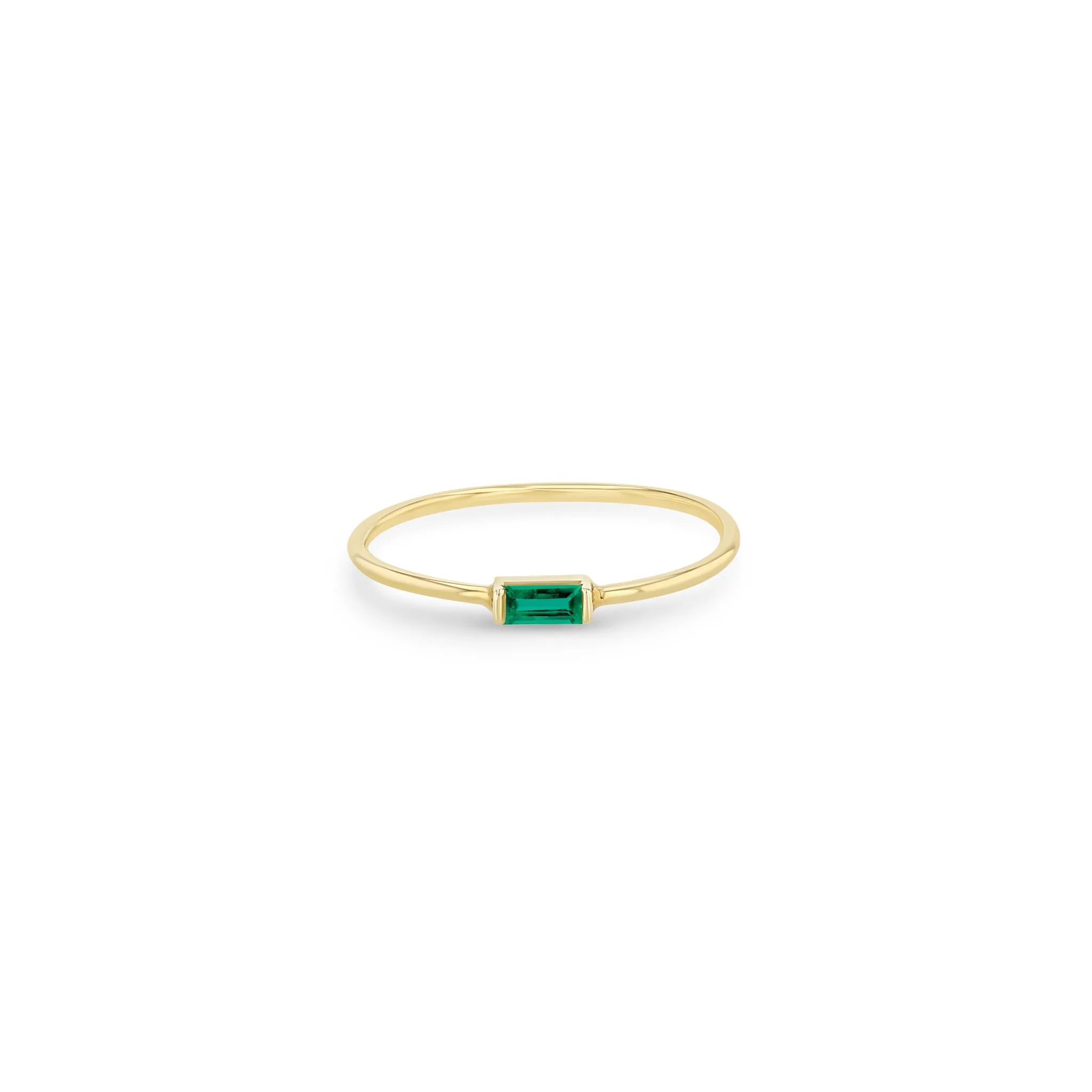 14k Medium Emerald Baguette Ring | May Birthstone