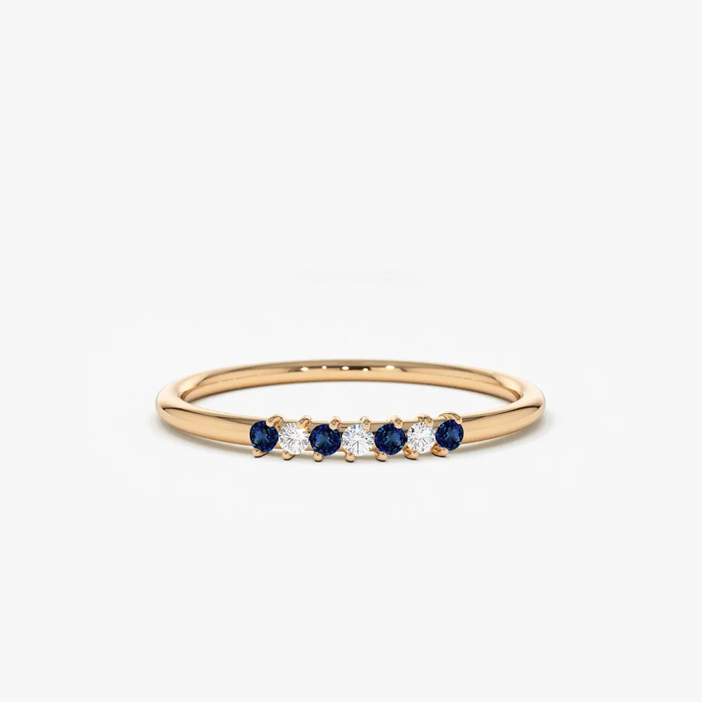 14k Petite Sapphire and Diamond Ring