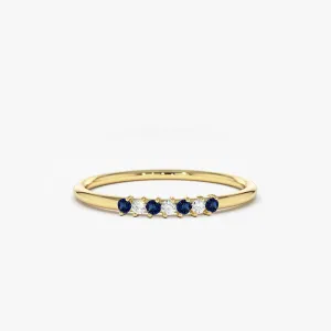 14k Petite Sapphire and Diamond Ring