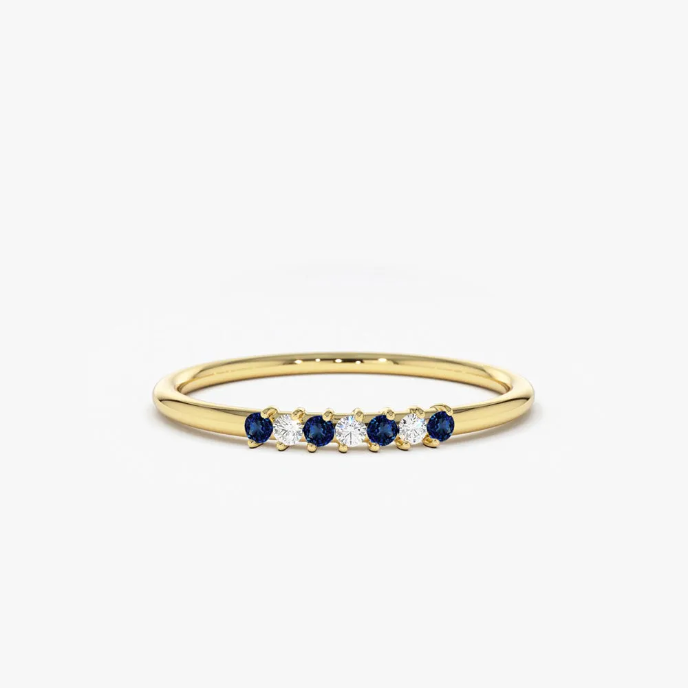 14k Petite Sapphire and Diamond Ring