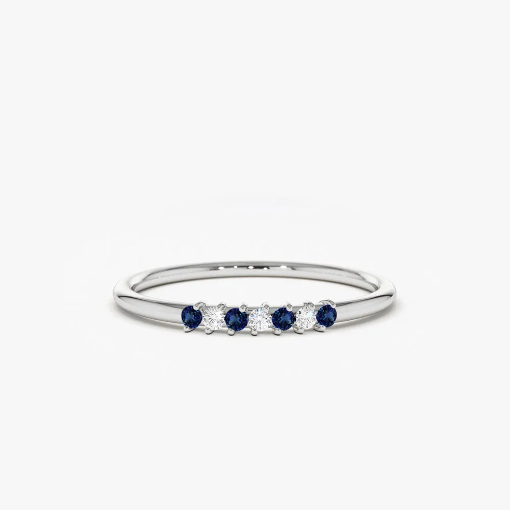14k Petite Sapphire and Diamond Ring