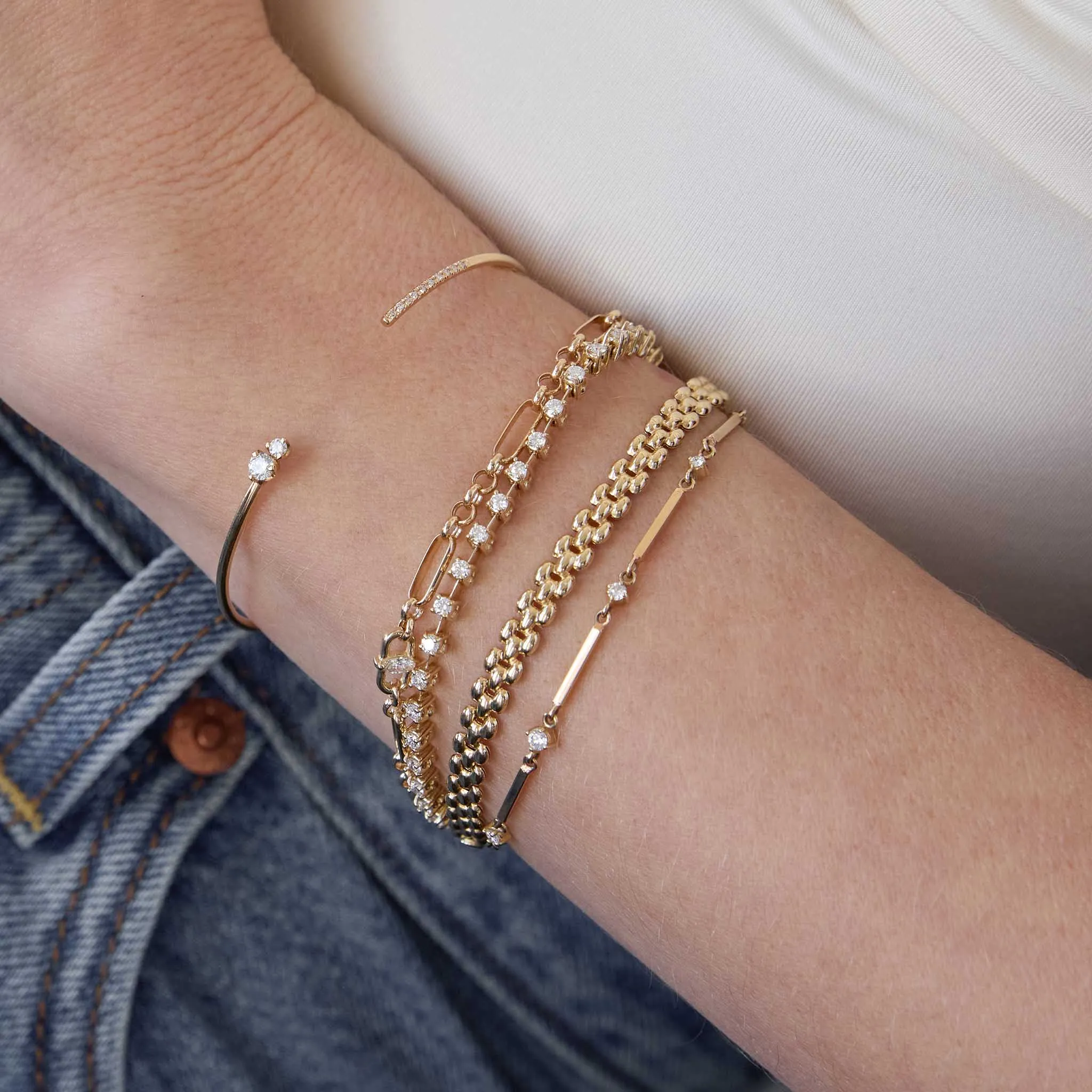 14k Prong Diamond Dash Tennis Bracelet