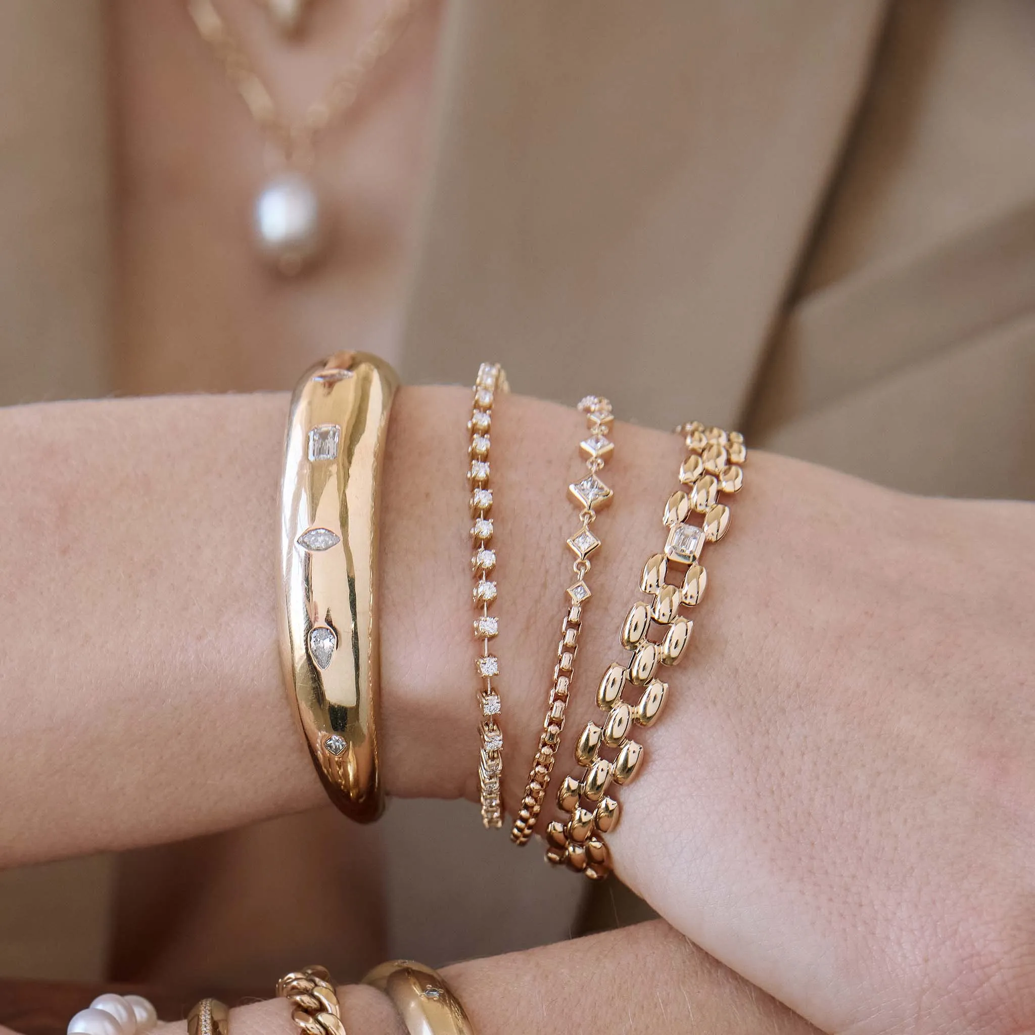 14k Prong Diamond Dash Tennis Bracelet