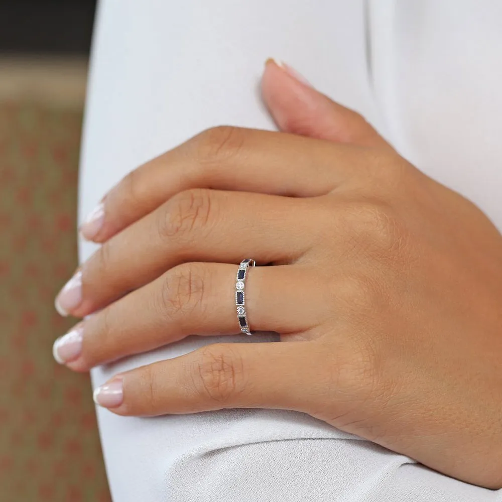 14k Sapphire Baguette and Diamond Ring