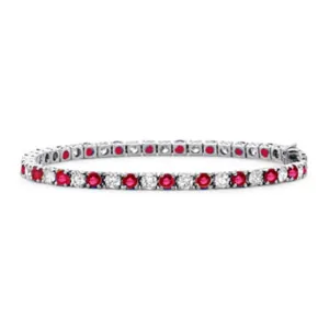 14k Solid Gold Round Diamond Ruby Tennis Bracelet (4.0.cts.tw)